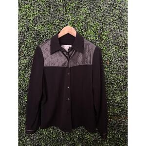 Rafael Black Blazer Faux Leather Trim, Women’s Size 10